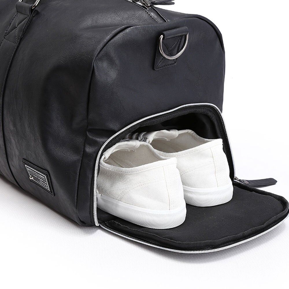 Спортивна / дорожня сумка з відділом для взуття модель 112-1 (Чорна - Середня)