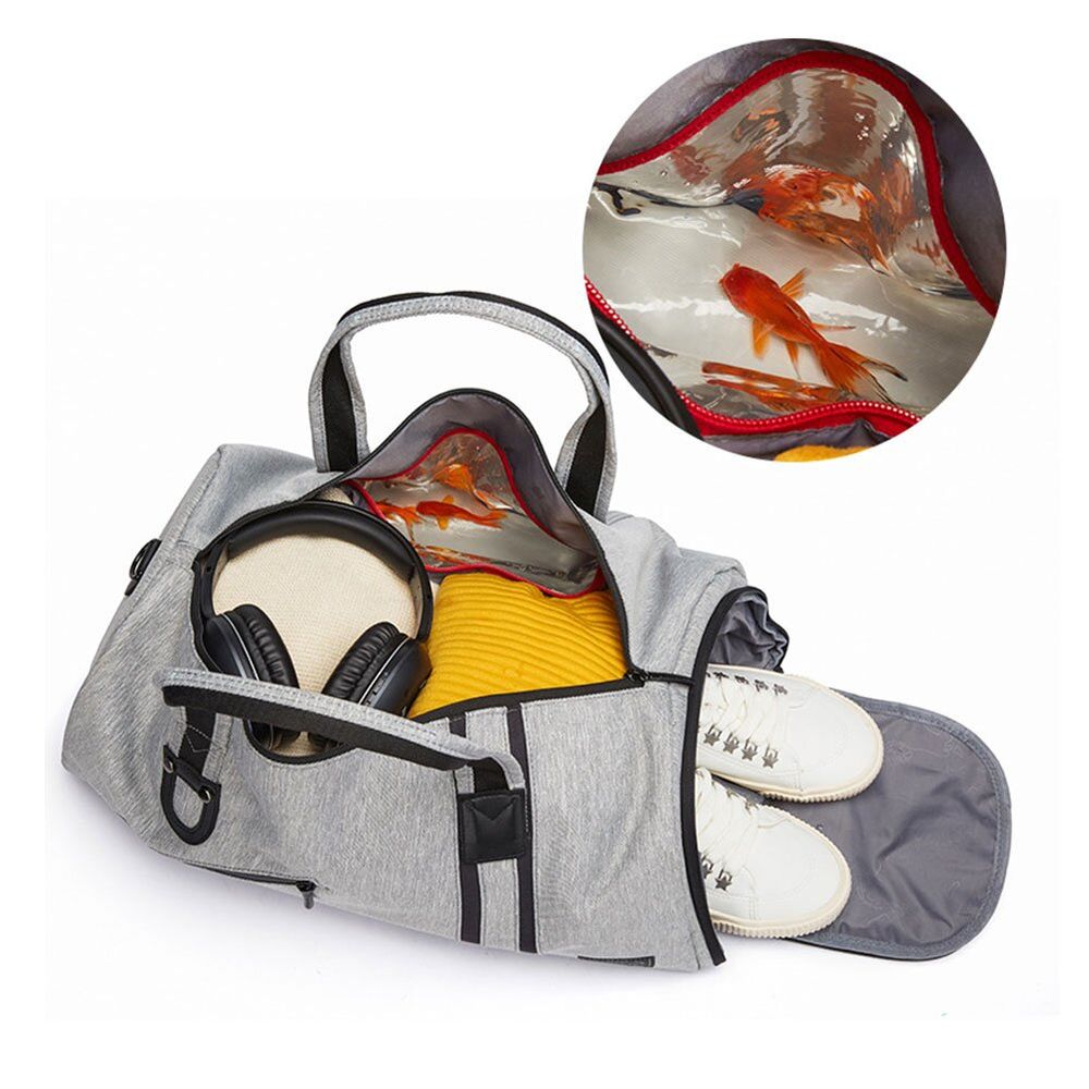 Спортивная / дорожная сумка с отделом для обуви модель 4-1 (Серая)