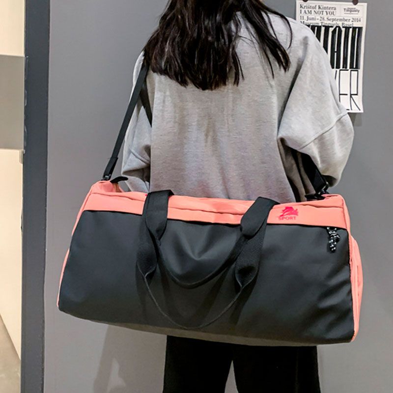 Спортивная / дорожная сумка модель 207-1 (Черная/розовая)