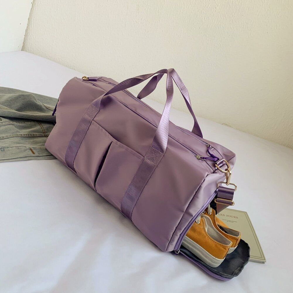 Спортивная / дорожная сумка женская с отделом для обуви модель 120-6 (Светло-фиолетовая)