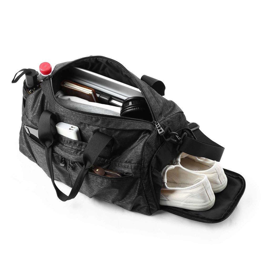 Спортивна сумка з відділом для взуття модель 200-1 (Чорна)