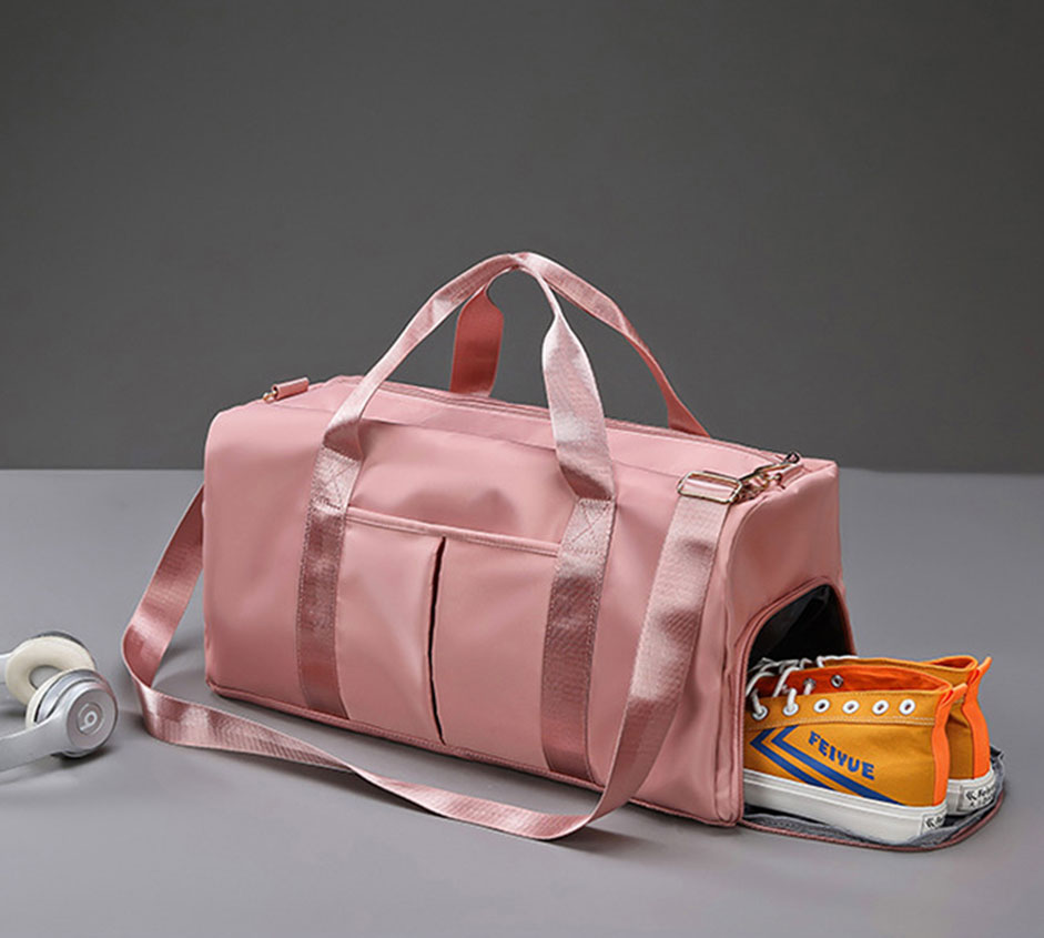 Розовая женская сумка с отделением для обуви