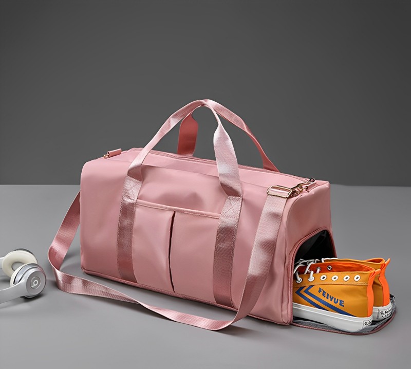 Розовая женская сумка с отделением для обуви